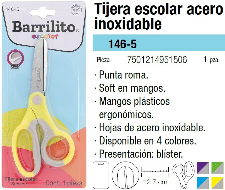 Tijera Escolar Punta Roma 5" Barrilito® 146-5 [Pieza] - Image 2