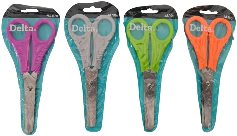 Tijera Escolar Punta Roma Económica en vinilo 5" Colores Delta® AL100 [Pieza]