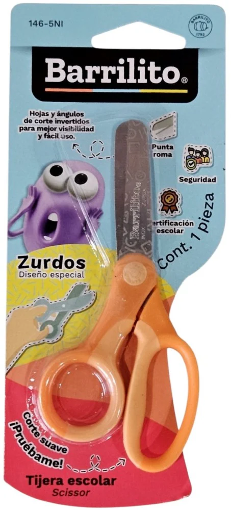 Tijera Escolar Zurda 5" Barrilito® 146-5NI [Pieza]